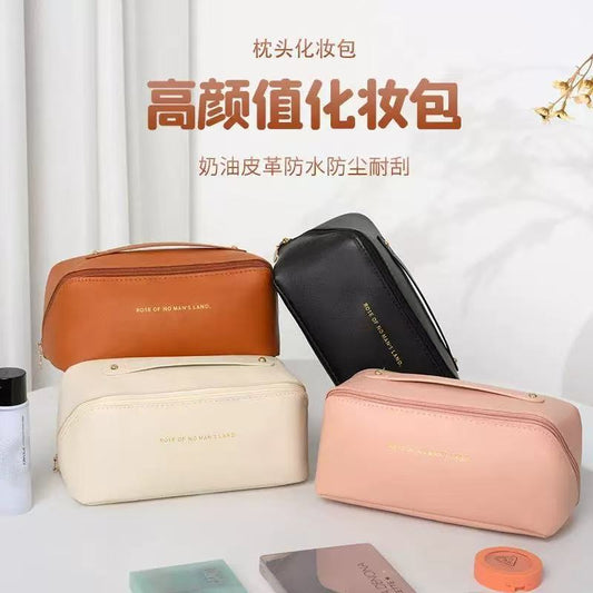 Portable makeup bag for travel, large-capacity pillow bag design for skincare products, travel toiletry and cosmetic storage bag - image 1