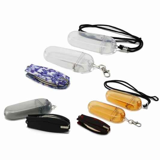 New belt buckle hook neck-hanging anti-blue light folding reading glasses lighter PC lipstick case three-color elderly reading glasses - image 1