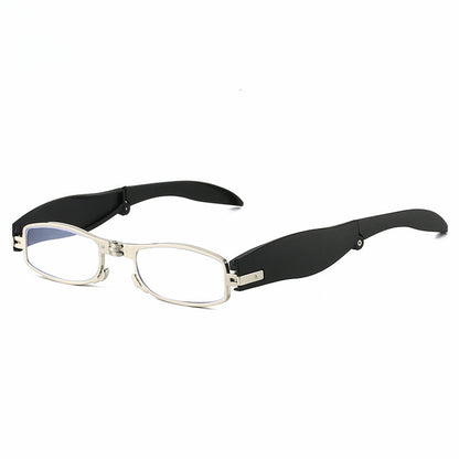 New belt buckle hook neck-hanging anti-blue light folding reading glasses lighter PC lipstick case three-color elderly reading glasses - image 4