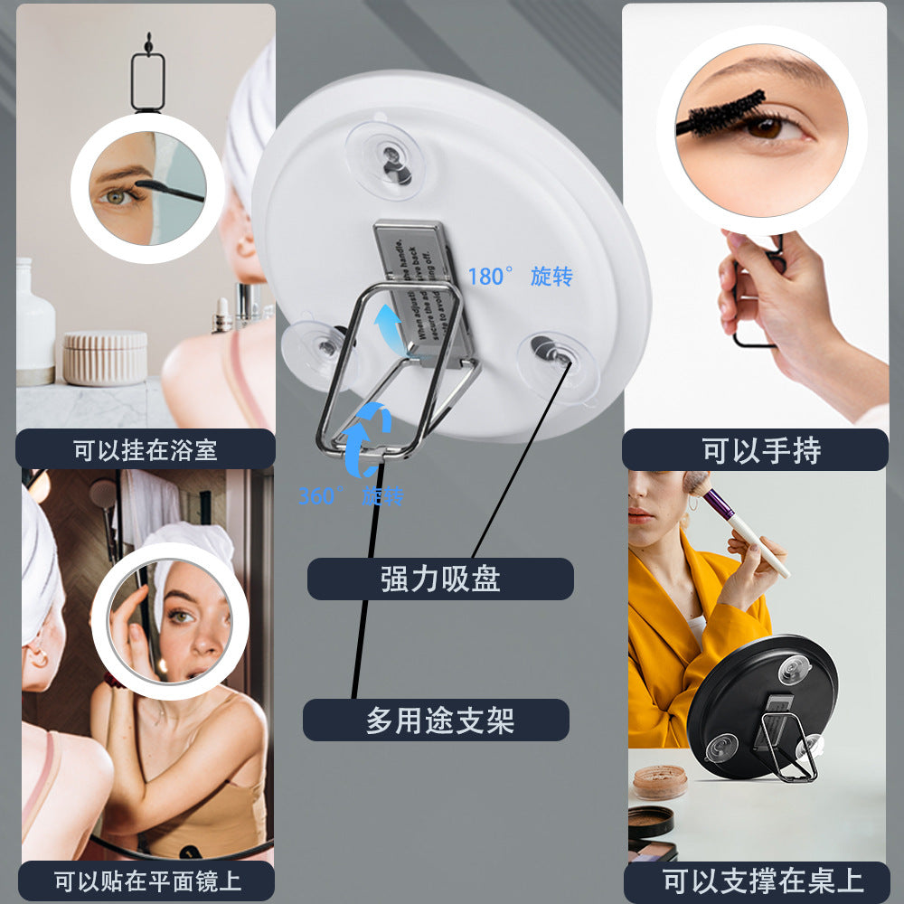 15cm diameter, 20x/30x magnification, suction cup LED light strip, illuminated rotating stand, rechargeable makeup mirror - image 2
