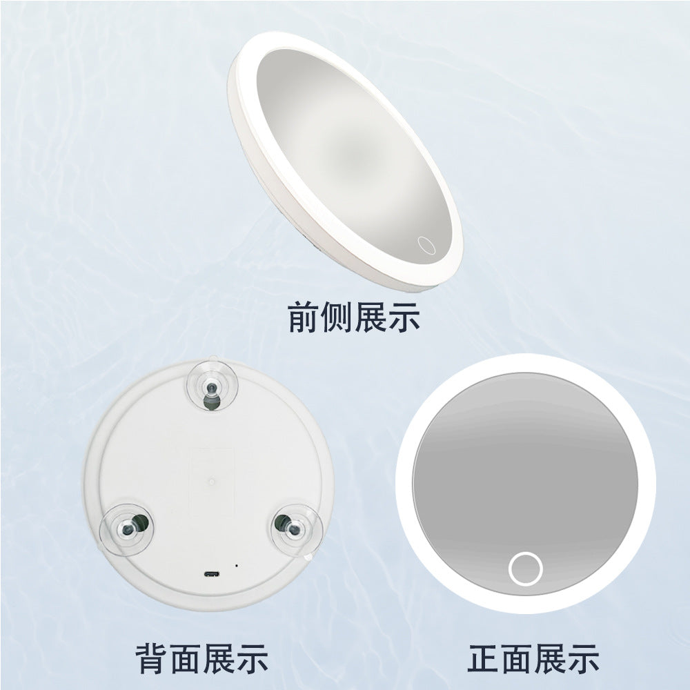 15cm diameter, 20x/30x magnification, suction cup LED light strip, illuminated rotating stand, rechargeable makeup mirror - image 3