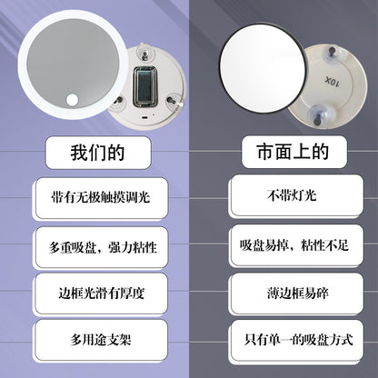 15cm diameter, 20x/30x magnification, suction cup LED light strip, illuminated rotating stand, rechargeable makeup mirror - image 4