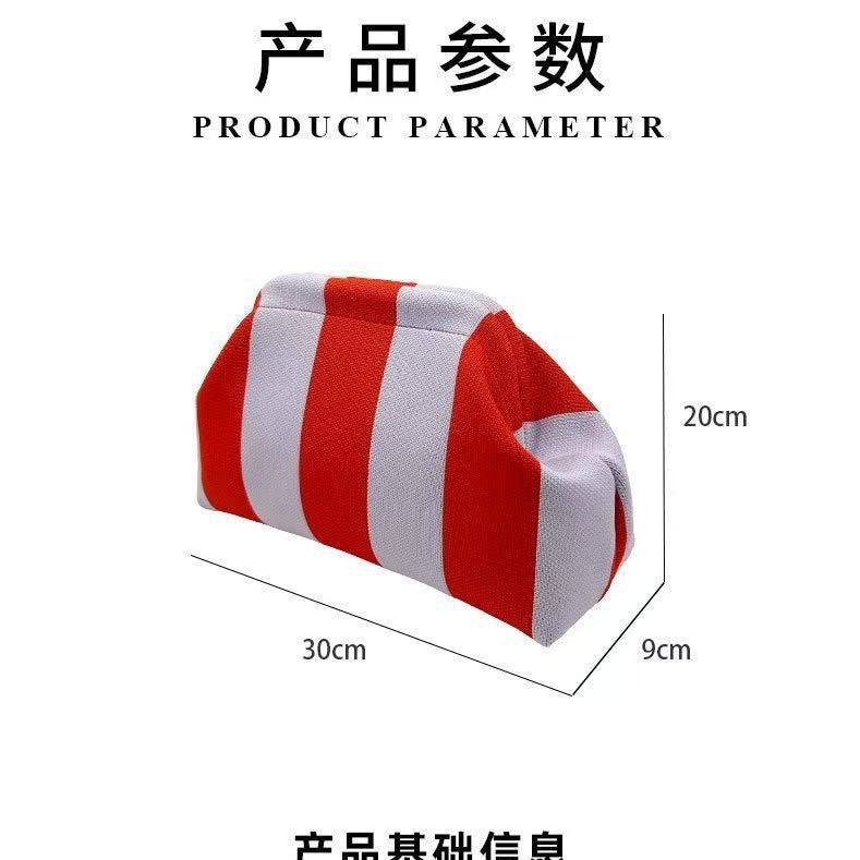 Cross-border exclusive striped crossbody knitted clutch bag, versatile for everyday use, fly-knit clip makeup bag with large capacity - image 2