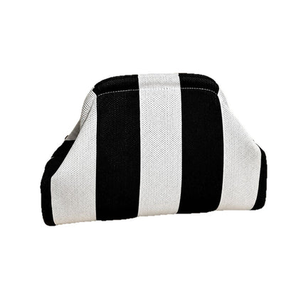 Cross-border exclusive striped crossbody knitted clutch bag, versatile for everyday use, fly-knit clip makeup bag with large capacity - image 5