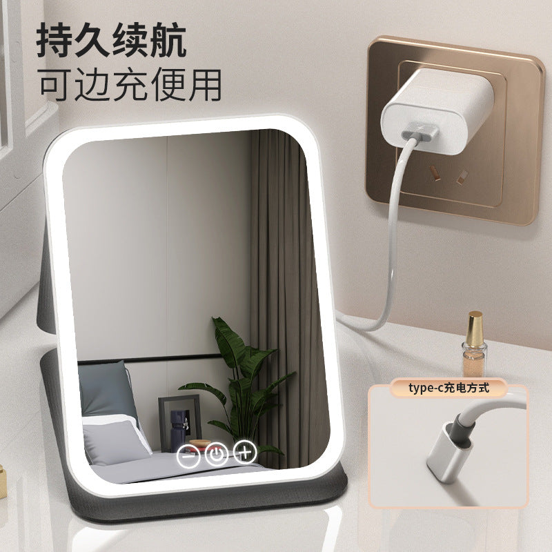 LED makeup mirror, portable mirror, foldable with lights, desktop vanity mirror, supplementary lighting for dormitory and office - image 4