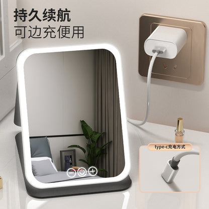LED makeup mirror, portable mirror, foldable with lights, desktop vanity mirror, supplementary lighting for dormitory and office - image 4