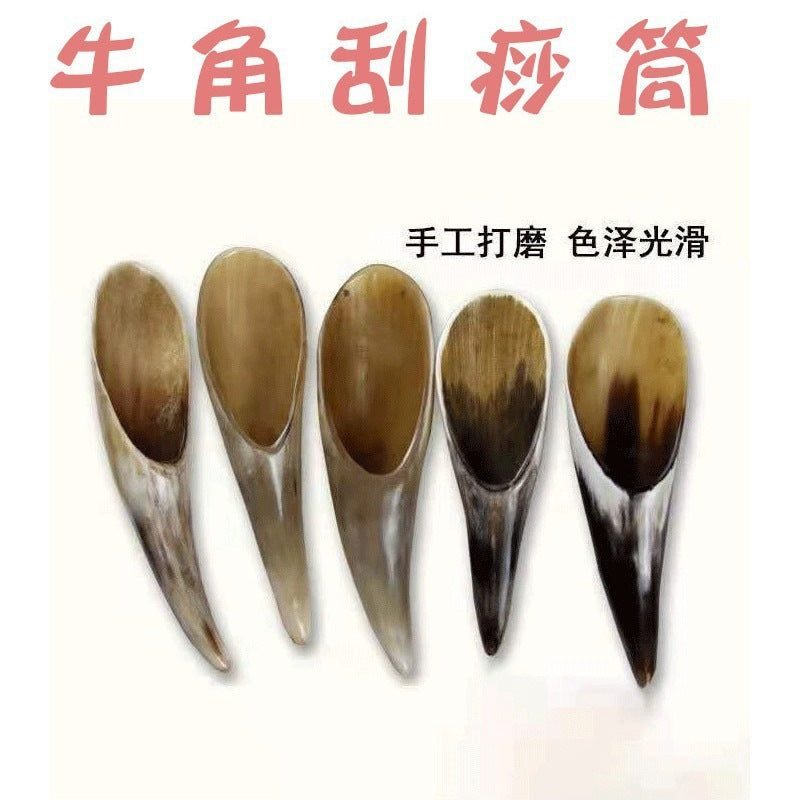 Natural genuine ox horn gua sha tool for back massage, facial beauty, and general body acupoint stimulation - image 1