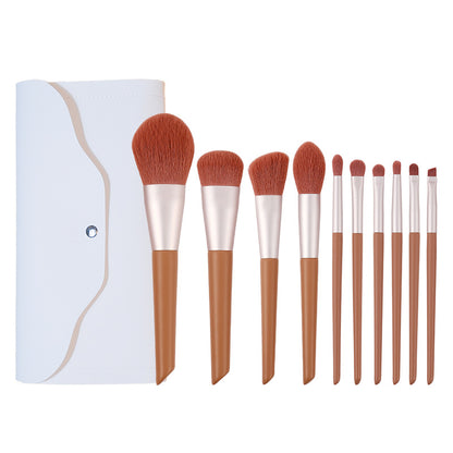 New 10-piece makeup brush set with soft bristles, affordable and portable for students, includes eyeshadow brush, loose powder brush, and full set of beauty brushes - image 5