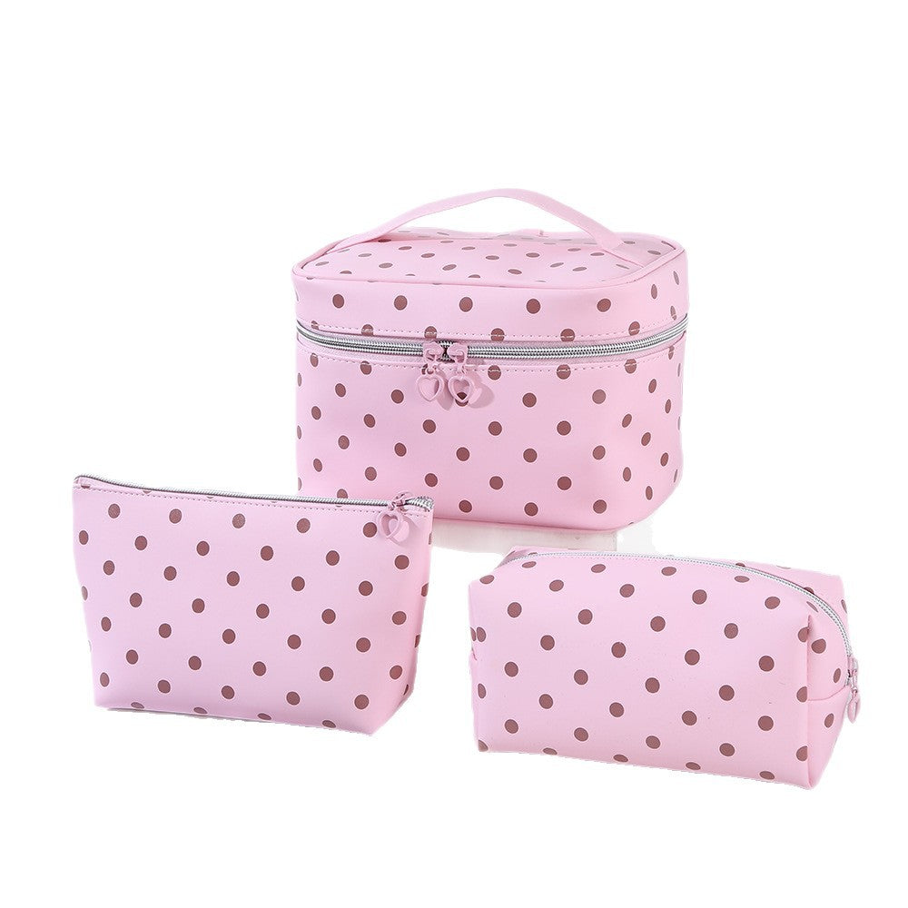 Polka Dot High-Style Storage Makeup Bag, Large Capacity, Simple PU Partitioned Storage Bag, Portable Travel Toiletry Bag - image 5