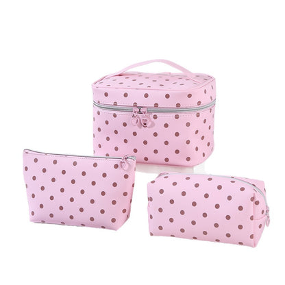 Polka Dot High-Style Storage Makeup Bag, Large Capacity, Simple PU Partitioned Storage Bag, Portable Travel Toiletry Bag - image 5