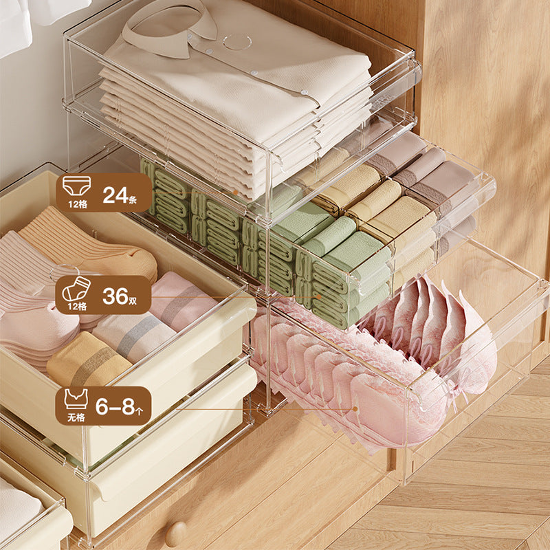 Transparent Drawer-Style Cosmetic Storage Box, Card Cabinet Storage Box, Wardrobe Underwear Storage Drawer-Style Storage Box - image 3