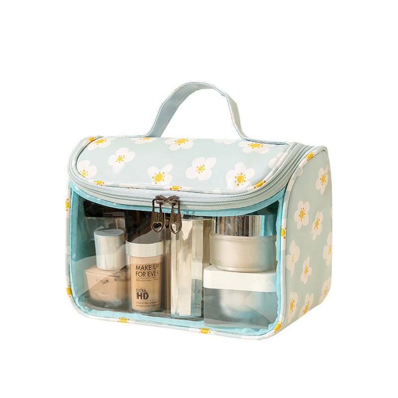 Printed transparent makeup bag, PVC waterproof flip-top toiletry bag, PU hangable handbag, travel portable storage bag - image 5
