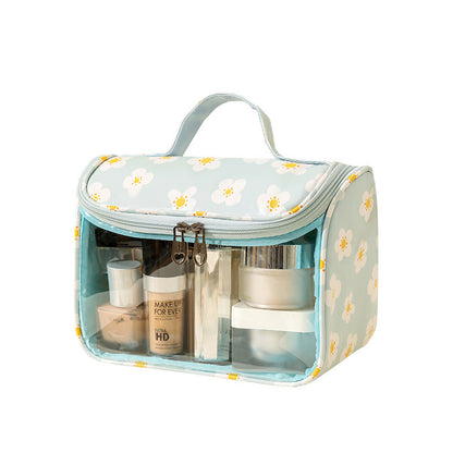Printed transparent makeup bag, PVC waterproof flip-top toiletry bag, PU hangable handbag, travel portable storage bag - image 5