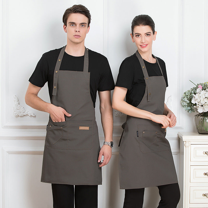Wholesale Halter Neck Apron, Anti-Oil Stain, Home Kitchen Cooking Apron, Milk Tea, Coffee, Nail Salon Work Clothes with Printed L - image 2