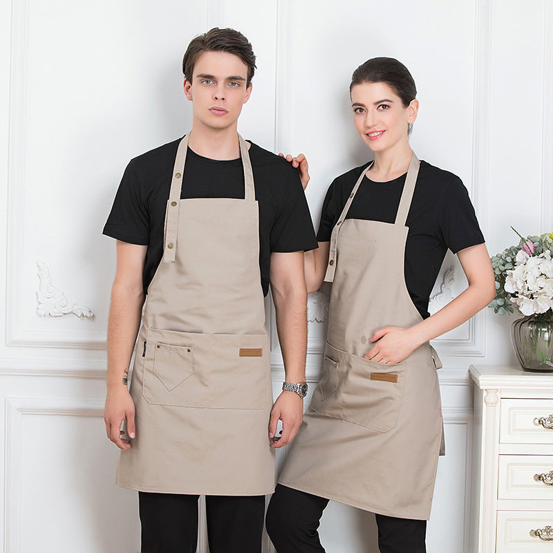 Wholesale Halter Neck Apron, Anti-Oil Stain, Home Kitchen Cooking Apron, Milk Tea, Coffee, Nail Salon Work Clothes with Printed L - image 3