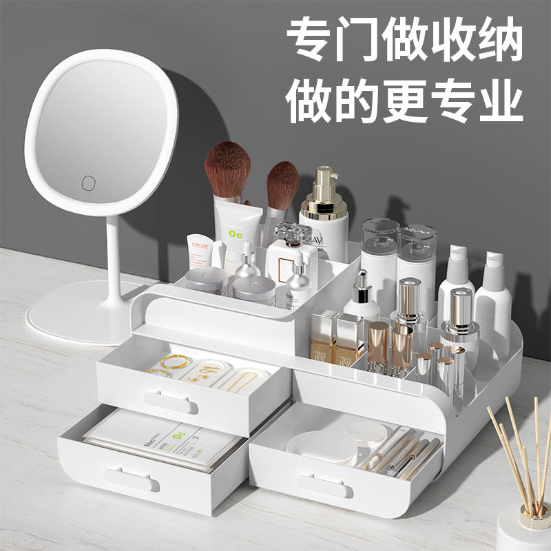 Ouxin Drawer Type Cosmetic Box Dormitory Finishing Plastic Storage Rack Cosmetic Skin Care Dressing Table Desktop Storage Box - image 3