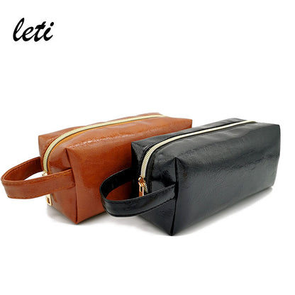 Cross-border Cosmetic Bag European and American Unisex Travel Wash Bag Retro Oil Wax Business Large Capacity Storage Bag - image 1