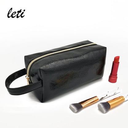 Cross-border Cosmetic Bag European and American Unisex Travel Wash Bag Retro Oil Wax Business Large Capacity Storage Bag - image 3