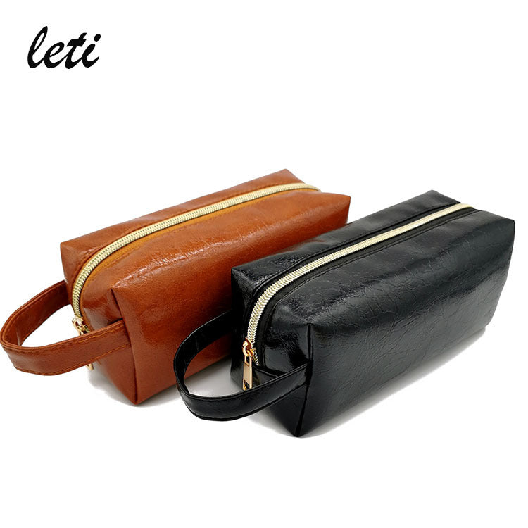 Cross-border Cosmetic Bag European and American Unisex Travel Wash Bag Retro Oil Wax Business Large Capacity Storage Bag - image 4