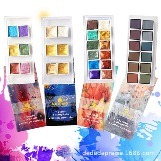 Factory supply solid pearlescent watercolor gem color starlight dark watercolor paint nail painting wholesale watercolor - image 1