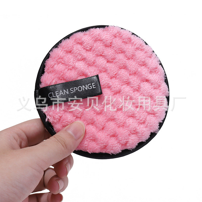 Wholesale lazy face remover cotton pad cross-border microfiber makeup remover powder puff pineapple lattice face puff cleansing puff - image 4