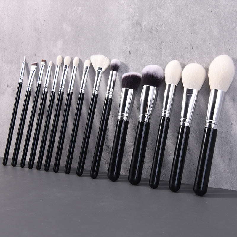 Cangzhou Animal Hair Makeup Brush Set of 15 Pieces Recommended by Professional Makeup Artists, Anmei Wool Eyeshadow and Powder Brushes - image 1