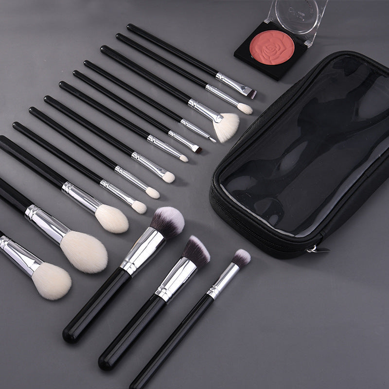 Cangzhou Animal Hair Makeup Brush Set of 15 Pieces Recommended by Professional Makeup Artists, Anmei Wool Eyeshadow and Powder Brushes - image 2