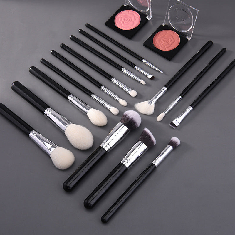 Cangzhou Animal Hair Makeup Brush Set of 15 Pieces Recommended by Professional Makeup Artists, Anmei Wool Eyeshadow and Powder Brushes - image 3