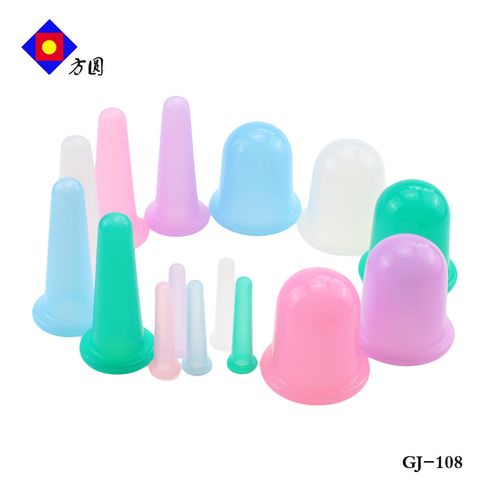 On behalf of labeling cross-border silicone cupping machine food grade moisture absorption cupping face beauty and health care suit massage cup - image 1