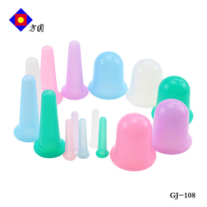 On behalf of labeling cross-border silicone cupping machine food grade moisture absorption cupping face beauty and health care suit massage cup - image 1