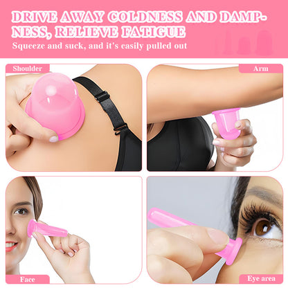 On behalf of labeling cross-border silicone cupping machine food grade moisture absorption cupping face beauty and health care suit massage cup - image 3