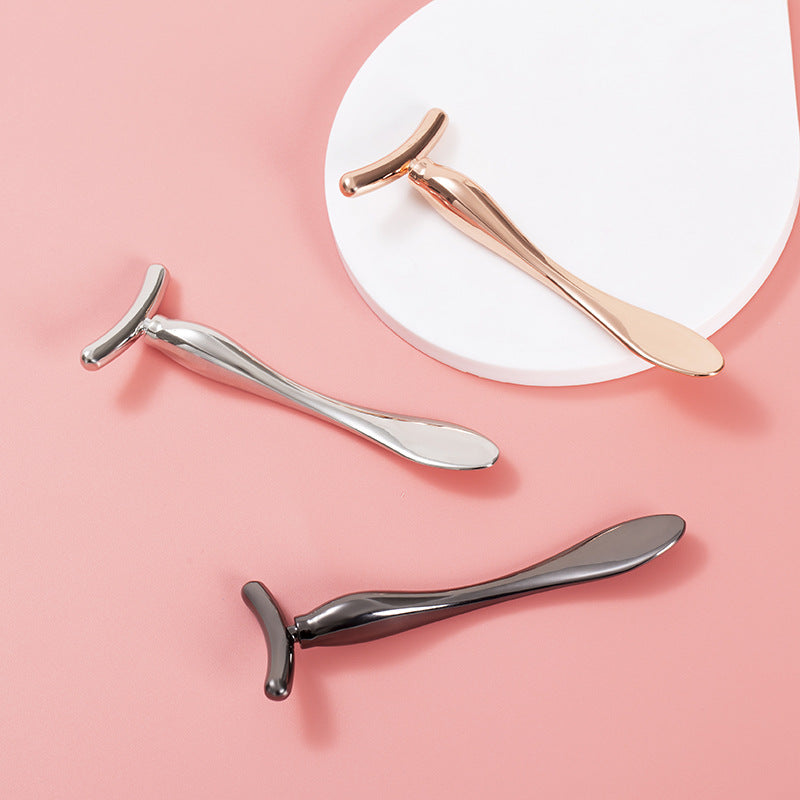 Eye Cream Stick Beauty Stick Eye Massage Stick Eye Cream Introduction Stick Eye Cream Spoon Face Cream Sub-pack Spoon T-shaped Metal Beauty - image 3