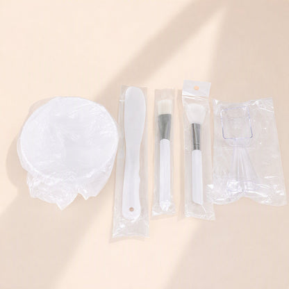White silicone facial mask bowl set with mask-preparation tools - view 2