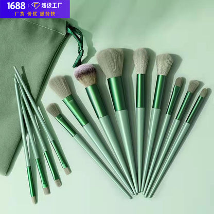 Beauty makeup four seasons green makeup brush suit bristles soft 13 blush eye shadow concealer foundation powder high-light brush - image 1