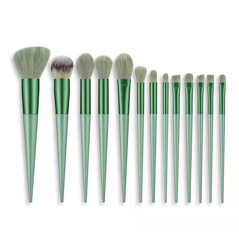Beauty makeup four seasons green makeup brush suit bristles soft 13 blush eye shadow concealer foundation powder high-light brush - image 5