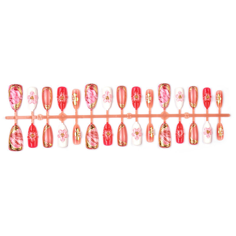 Floral Gradient Gold-plated Handmade Wearable Nails