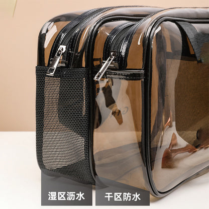 Wet and Dry Separation Cosmetic Bag, Travel Portable Cosmetics Bag, Cosmetic Toiletry Bag, Pvc Double-Layer Waterproof Cosmetics Bag - image 4