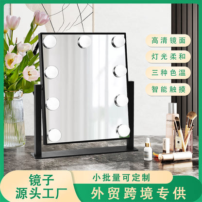Hollywood led makeup mirror desktop dressing mirror 9 bulb with lamp bedroom desktop mirror gift European and American style - image 1