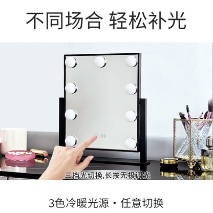 Hollywood led makeup mirror desktop dressing mirror 9 bulb with lamp bedroom desktop mirror gift European and American style - image 2