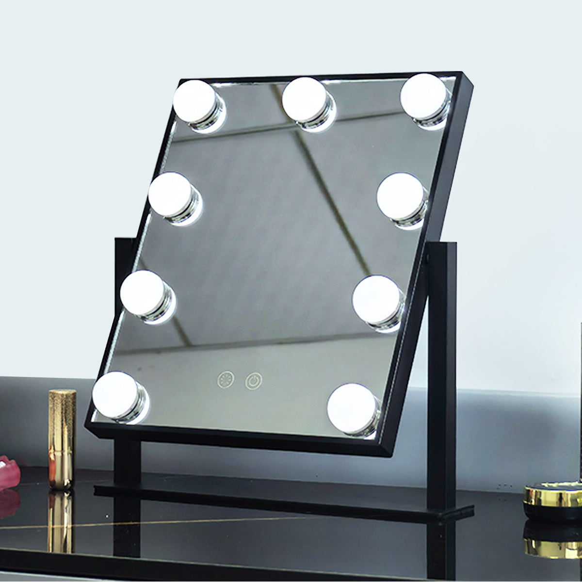 Hollywood led makeup mirror desktop dressing mirror 9 bulb with lamp bedroom desktop mirror gift European and American style - image 3
