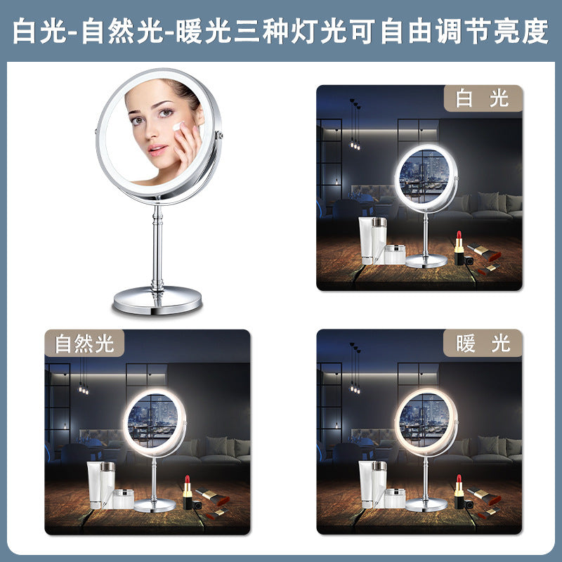 Amazon eight-inch led makeup mirror with lamp desktop dressing mirror dormitory online red dimming Beauty Mirror - image 4