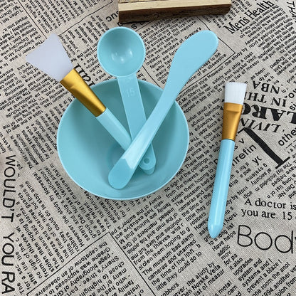 Zipper bag pp bowl silicone mask brush film rod measuring spoon beauty mask Bowl set multi-color combination optional - image 1