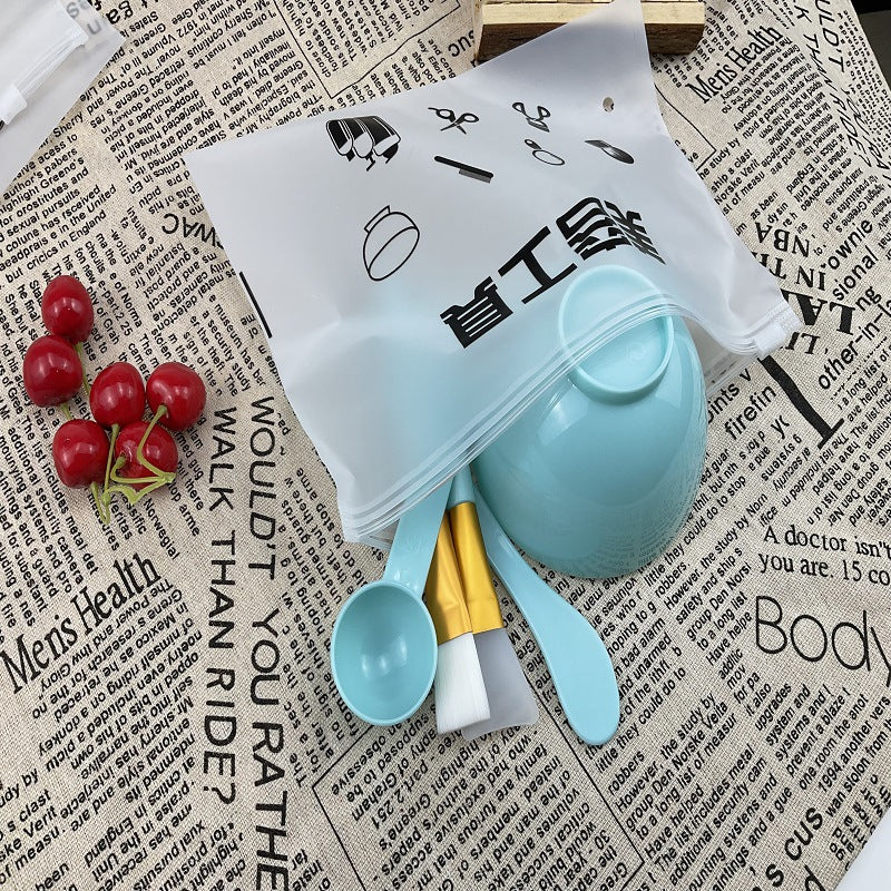 Zipper bag pp bowl silicone mask brush film rod measuring spoon beauty mask Bowl set multi-color combination optional - image 2