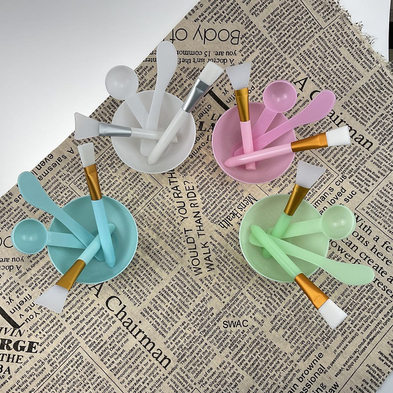 Zipper bag pp bowl silicone mask brush film rod measuring spoon beauty mask Bowl set multi-color combination optional - image 3