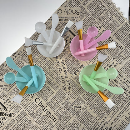 Zipper bag pp bowl silicone mask brush film rod measuring spoon beauty mask Bowl set multi-color combination optional - image 3