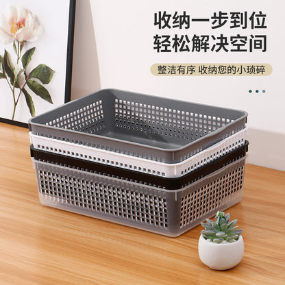 Simple Rattan Plastic Stackable Snack Storage Frame Bathroom Storage Basket Cosmetic Storage Basket Sundries Classification Storage - image 1