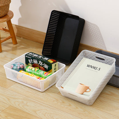 Simple Rattan Plastic Stackable Snack Storage Frame Bathroom Storage Basket Cosmetic Storage Basket Sundries Classification Storage - image 3