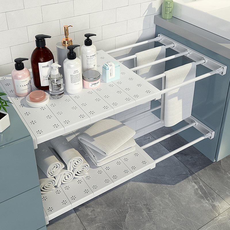 Wardrobe Nail-free Retractable Storage Partition Kitchen Partition Board Dormitory Cabinet Cabinet Layered Rack Bathroom Storage Rack - image 3
