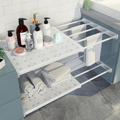 Wardrobe Nail-free Retractable Storage Partition Kitchen Partition Board Dormitory Cabinet Cabinet Layered Rack Bathroom Storage Rack - image 3