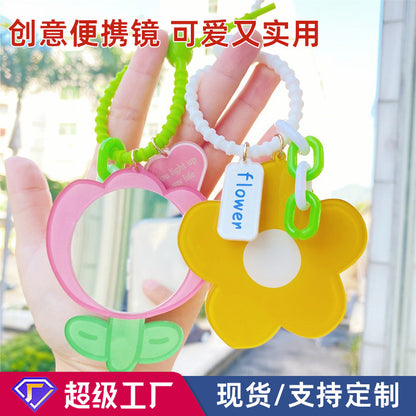 Creative shaped acrylic cartoon mirror girl heart portable mirror keychain cute creative makeup mirror - image 1